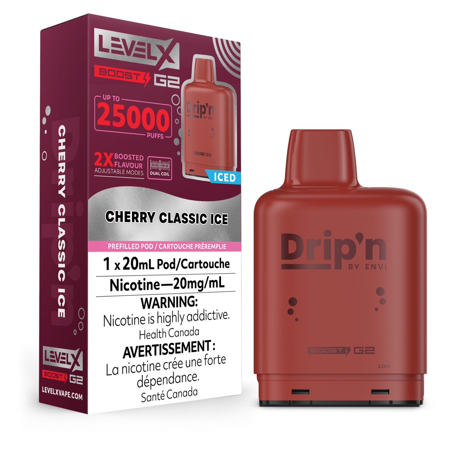 Cherry Classic Ice Drip&#39;n Level X Boost Pod, Nicotine: 20mg