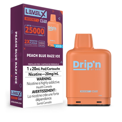Peach Blue Razz Ice Drip&#39;n Level X Boost Pod