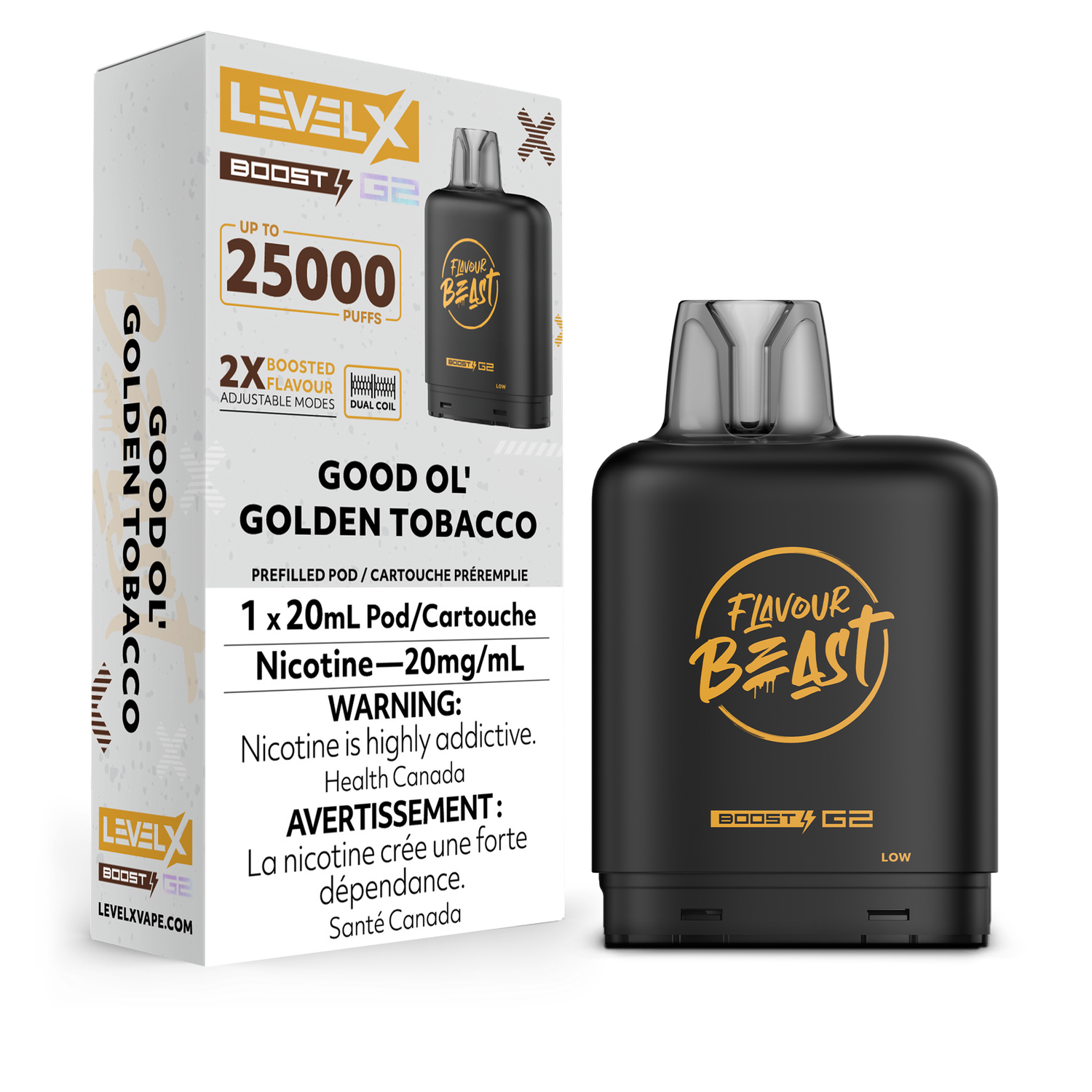 Good Ol&#39; Golden Tobacco Flavour Beast Level X Boost Pod, Nicotine: 20mg