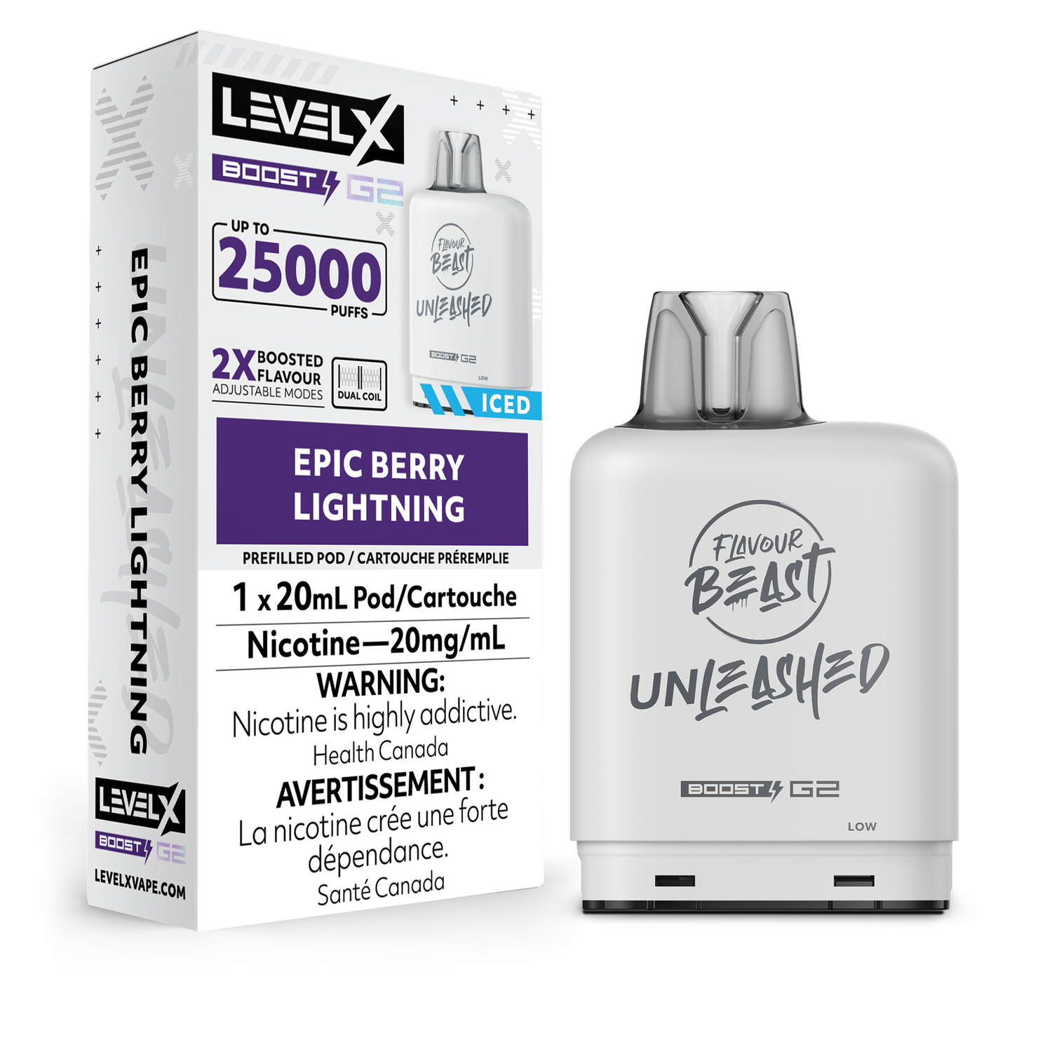 Epic Berry Lightning Flavour Beast Unleashed Level X Boost Pod, Nicotine: 20mg