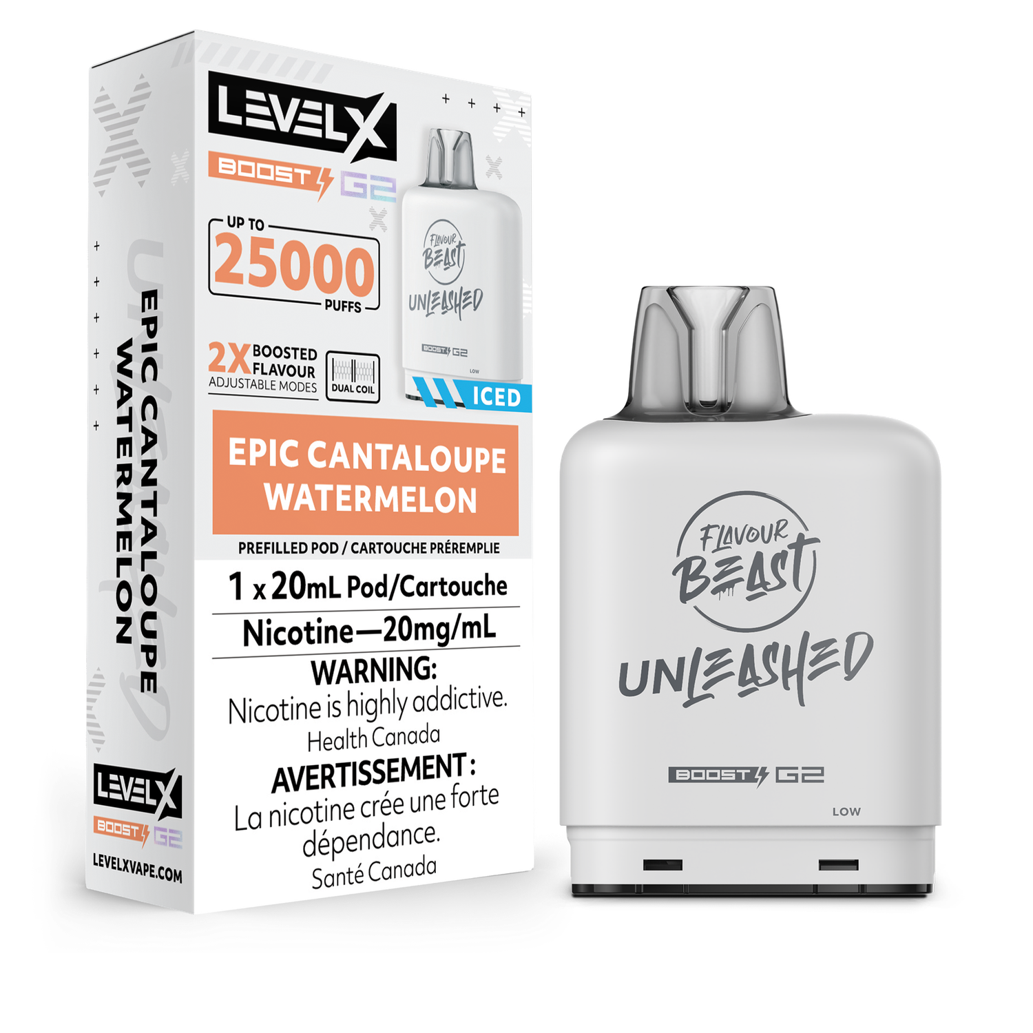 Epic Cantaloupe Watermelon Flavour Beast Unleashed Level X Boost Pod, Nicotine: 20mg