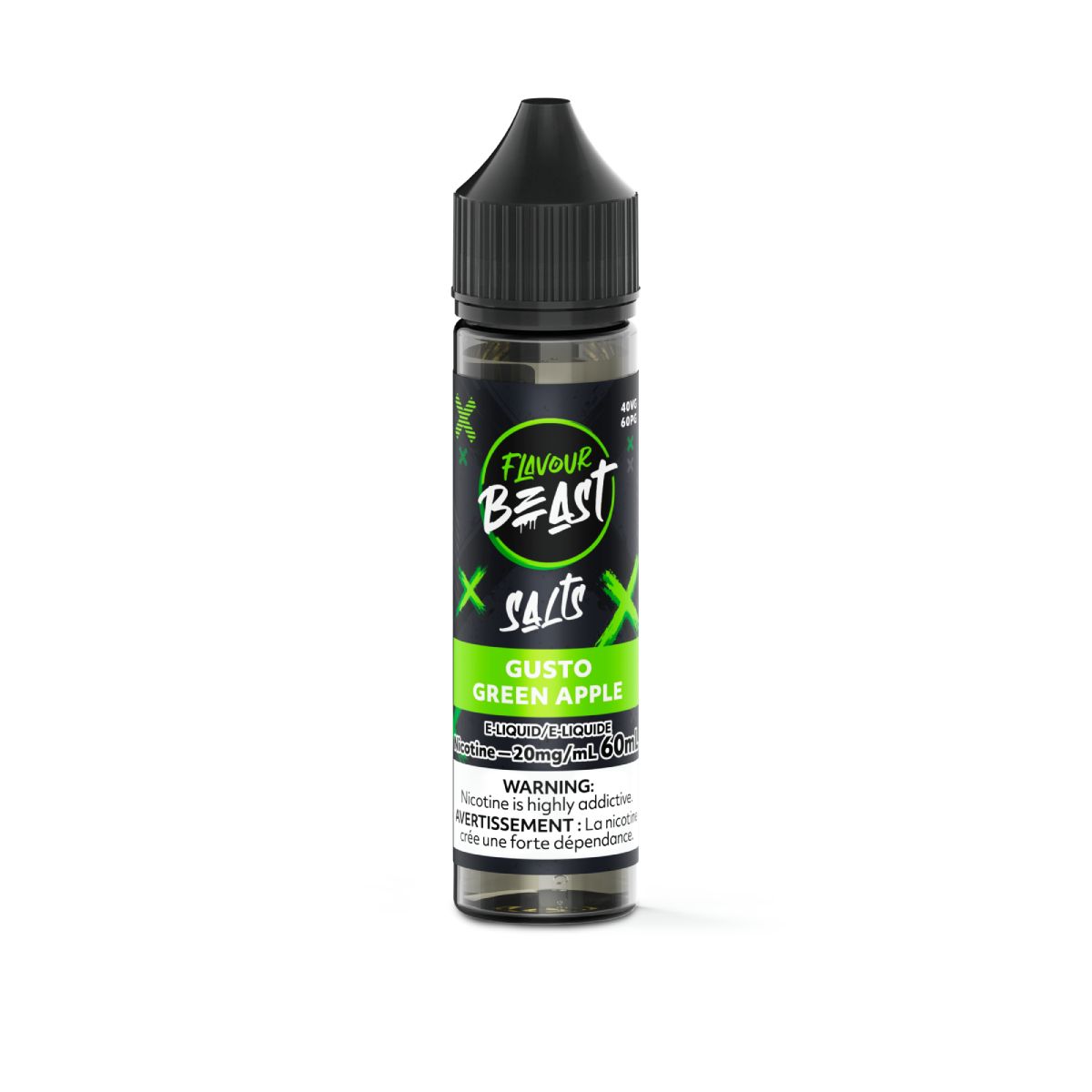 Gusto Green Apple - Flavour Beast Salt, Size: 60ml, Nicotine: 20mg