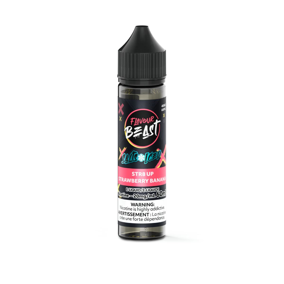 STR8 Up Strawberry Banana Iced - Flavour Beast Salt, Size: 60ml, Nicotine: 20mg