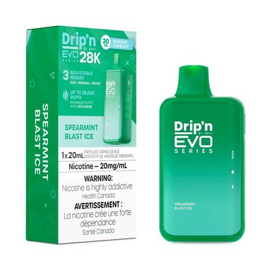 Spearmint Blast Ice - Drip&#39;n by Envi Evo Series 28K Disposable