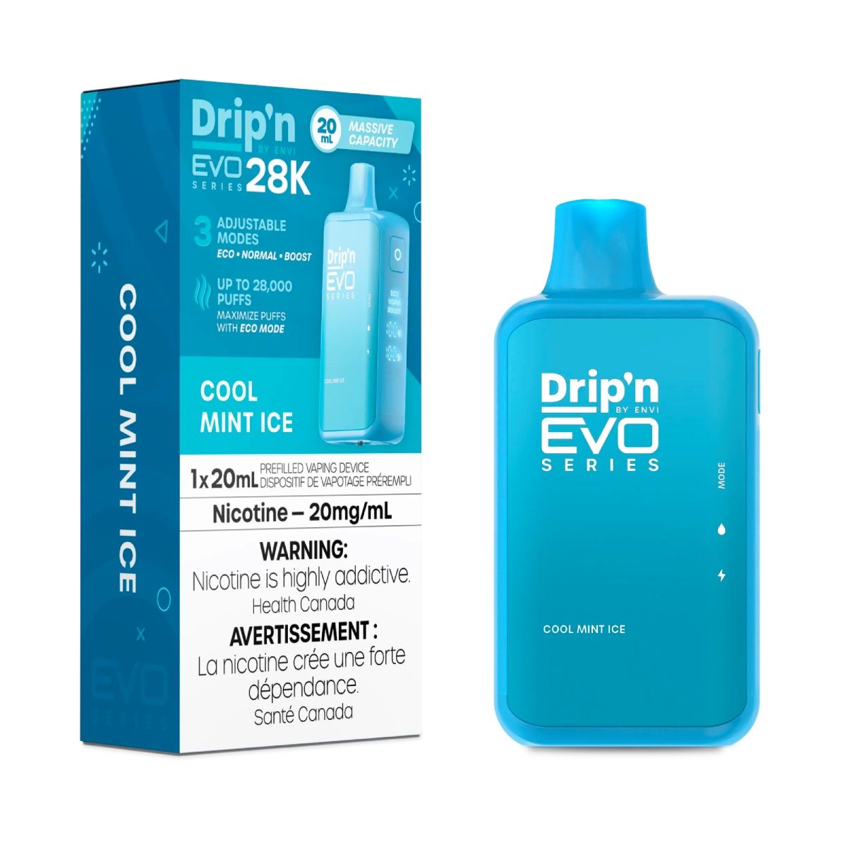 Cool Mint Ice - Drip&#39;n by Envi Evo Series 28K Disposable, Nicotine: 20mg
