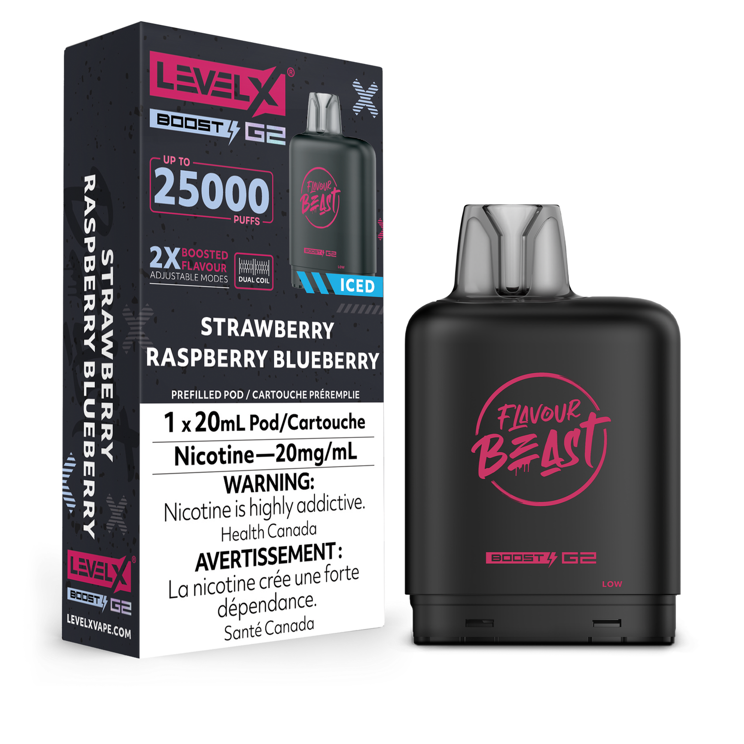 Strawberry Raspberry Blueberry Flavour Beast Level X Boost Pod, Nicotine: 20mg