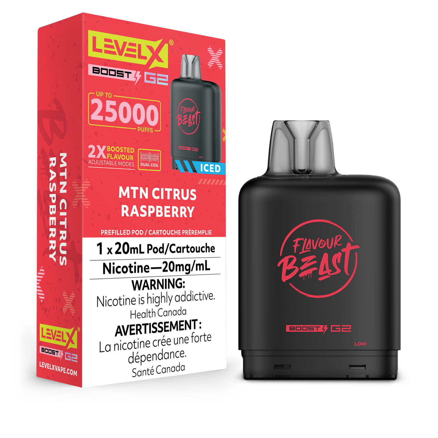 MTN Citrus Raspberry  Flavour Beast Level X Boost Pod, Nicotine: 20mg