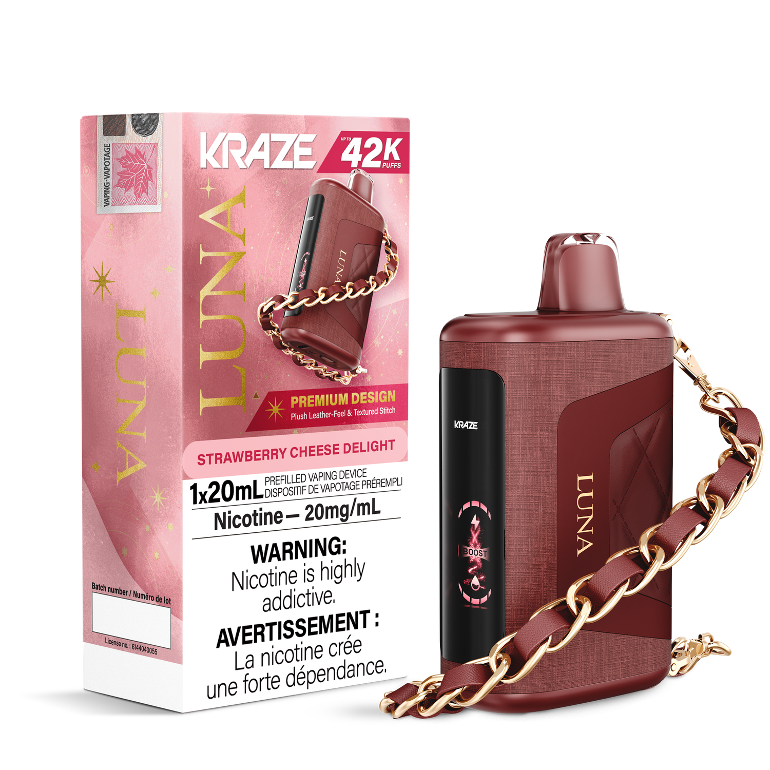 Strawberry Cheese Delight - Kraze Luna Disposable, Nicotine: 20mg