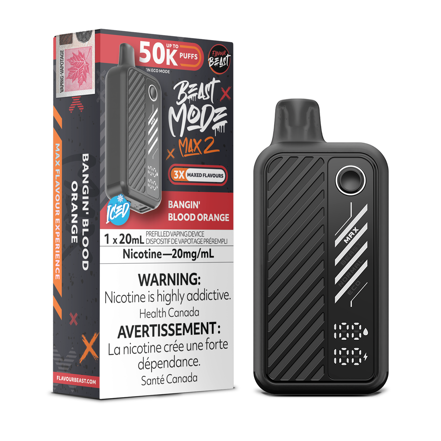 Bangin&#39; Blood Orange Iced - Flavour Beast Beast Mode Max 2, Nicotine: 20mg