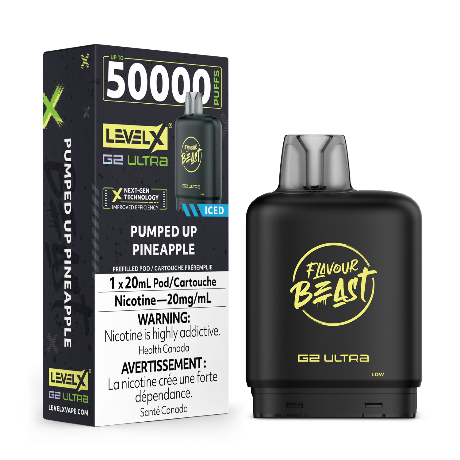Pumped Up Pineapple Flavour Beast Level X G2 Ultra Pod, Nicotine: 20mg