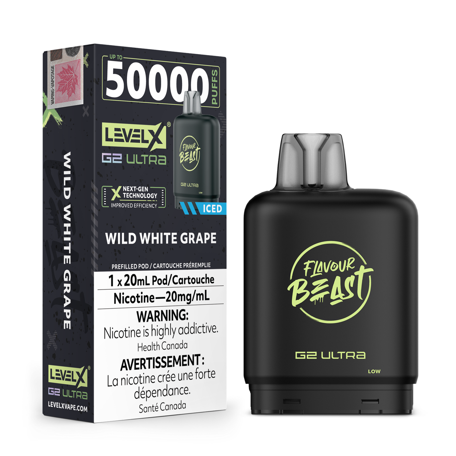 Wild White Grape Flavour Beast Level X G2 Ultra Pod, Nicotine: 20mg