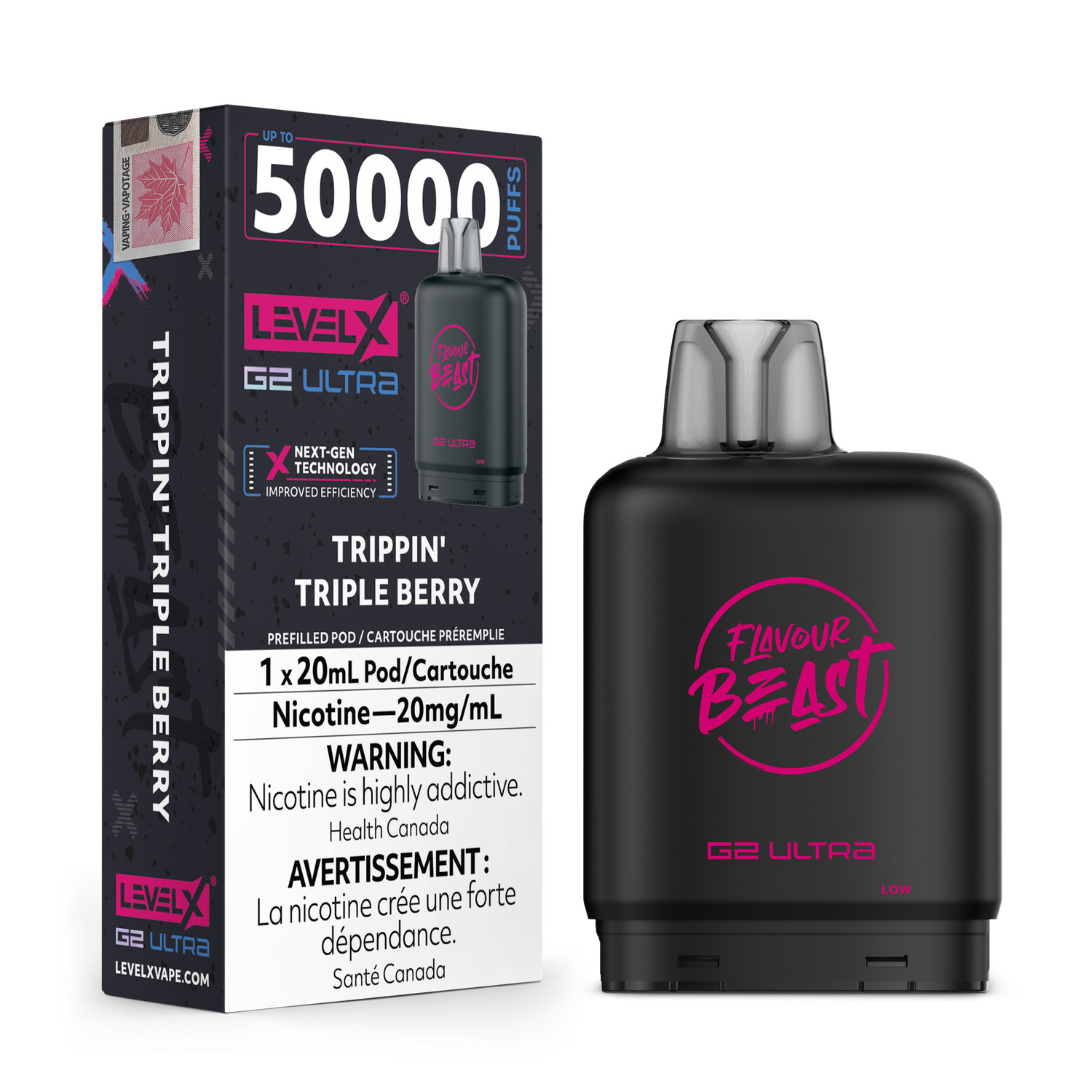 Trippin&#39; Triple Berry Flavour Beast Level X G2 Ultra Pod, Nicotine: 20mg