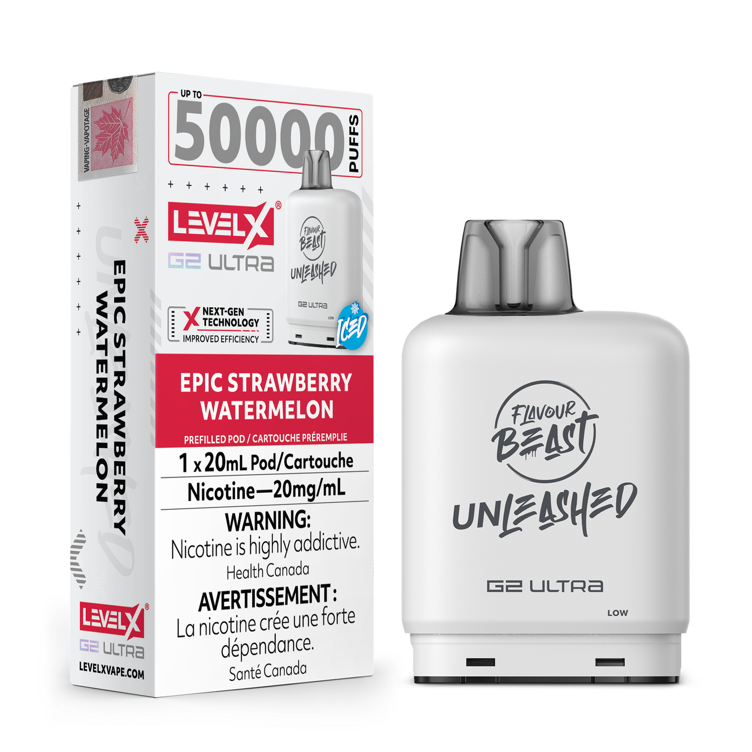 Epic Strawberry Watermelon Flavour Beast Unleashed Level X G2 Ultra Pod, Nicotine: 20mg