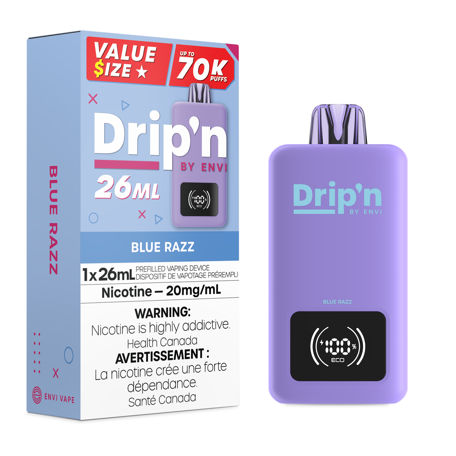 Blue Razz - Drip&#39;n by Envi 26mL Disposable, Nicotine: 20mg