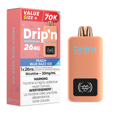 Peach Blue Razz Ice - Drip&#39;n by Envi 26mL Disposable