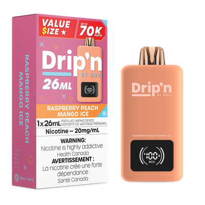 Raspberry Peach Mango Ice - Drip&#39;n by Envi 26mL Disposable