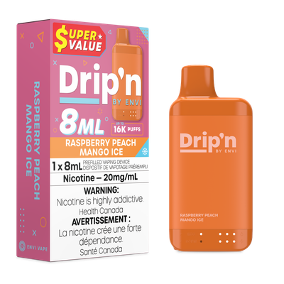 Raspberry Peach Mango Ice - Drip&#39;n by Envi 8mL Disposable