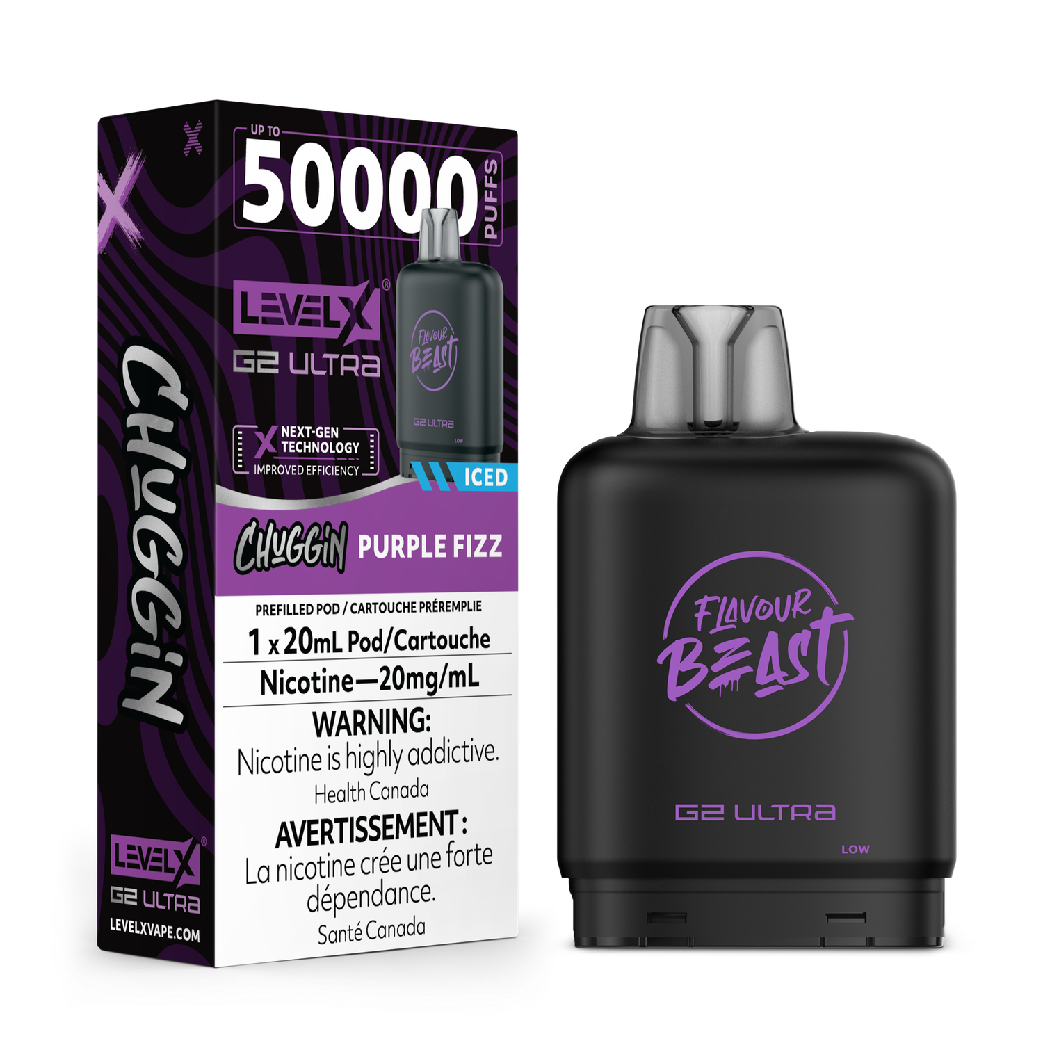 Purple Fizz Flavour Beast Level X G2 Ultra Pod, Nicotine: 20mg