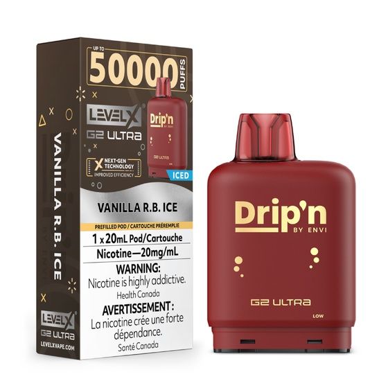 Vanilla R.B. Ice Drip&#39;n Level X Ultra Pod, Nicotine: 20mg