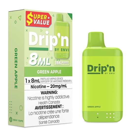 Green Apple - Drip&#39;n by Envi 8mL Disposable, Nicotine: 20mg