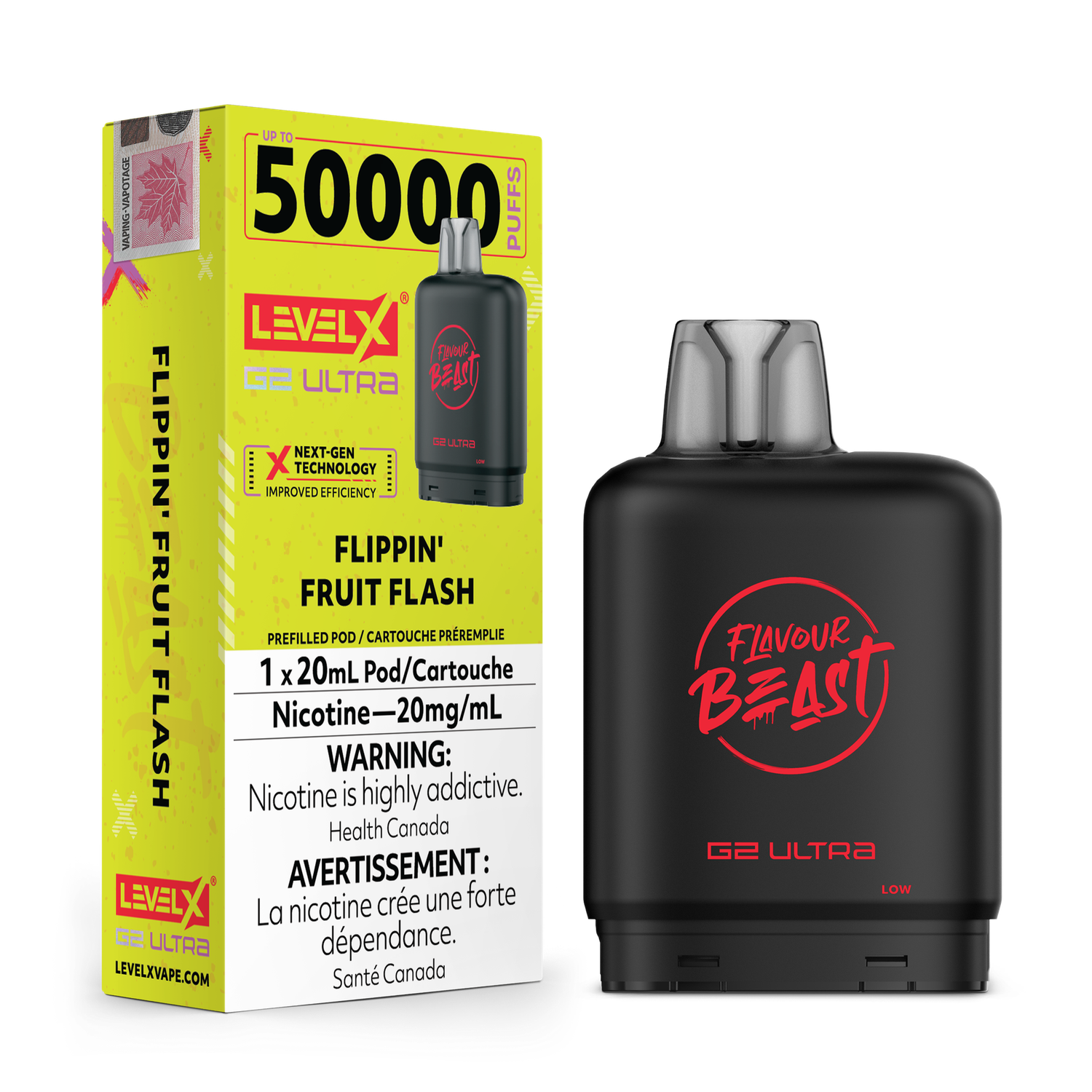 Flippin&#39; Fruit Flash Flavour Beast Level X G2 Ultra Pod, Nicotine: 20mg