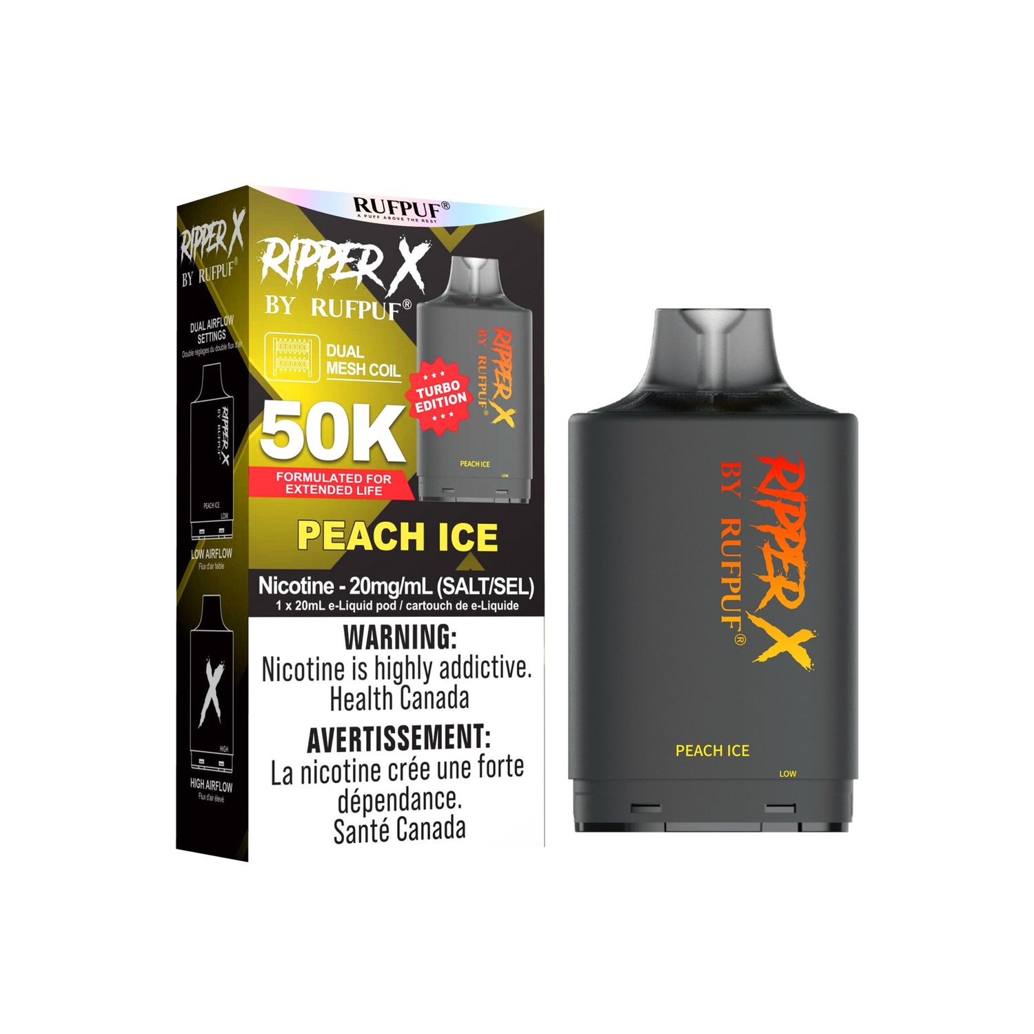 Peach Ice Ripper X 50K Pod, Nicotine: 20mg