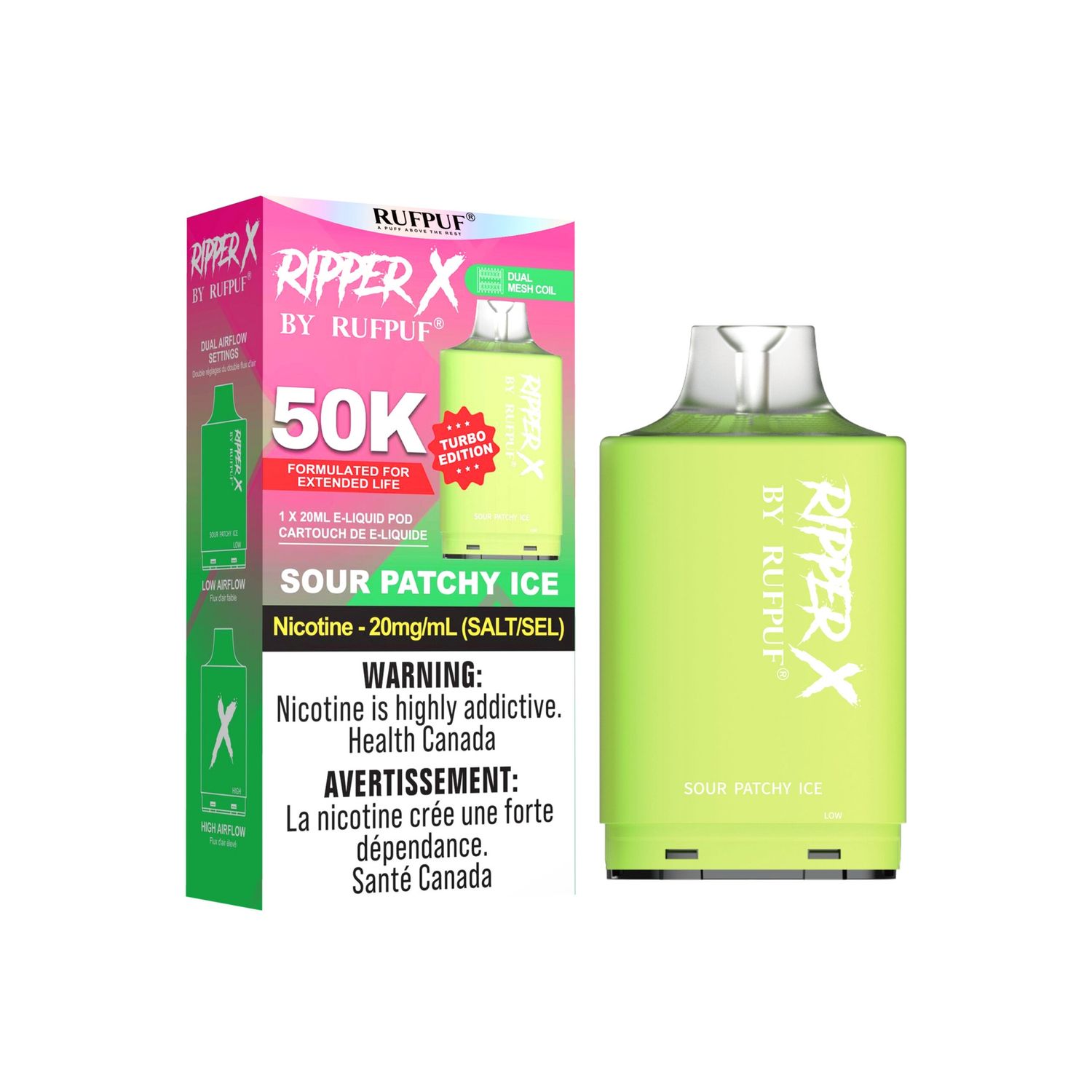 Sour Patchy Ice Ripper X 50K Pod, Nicotine: 20mg