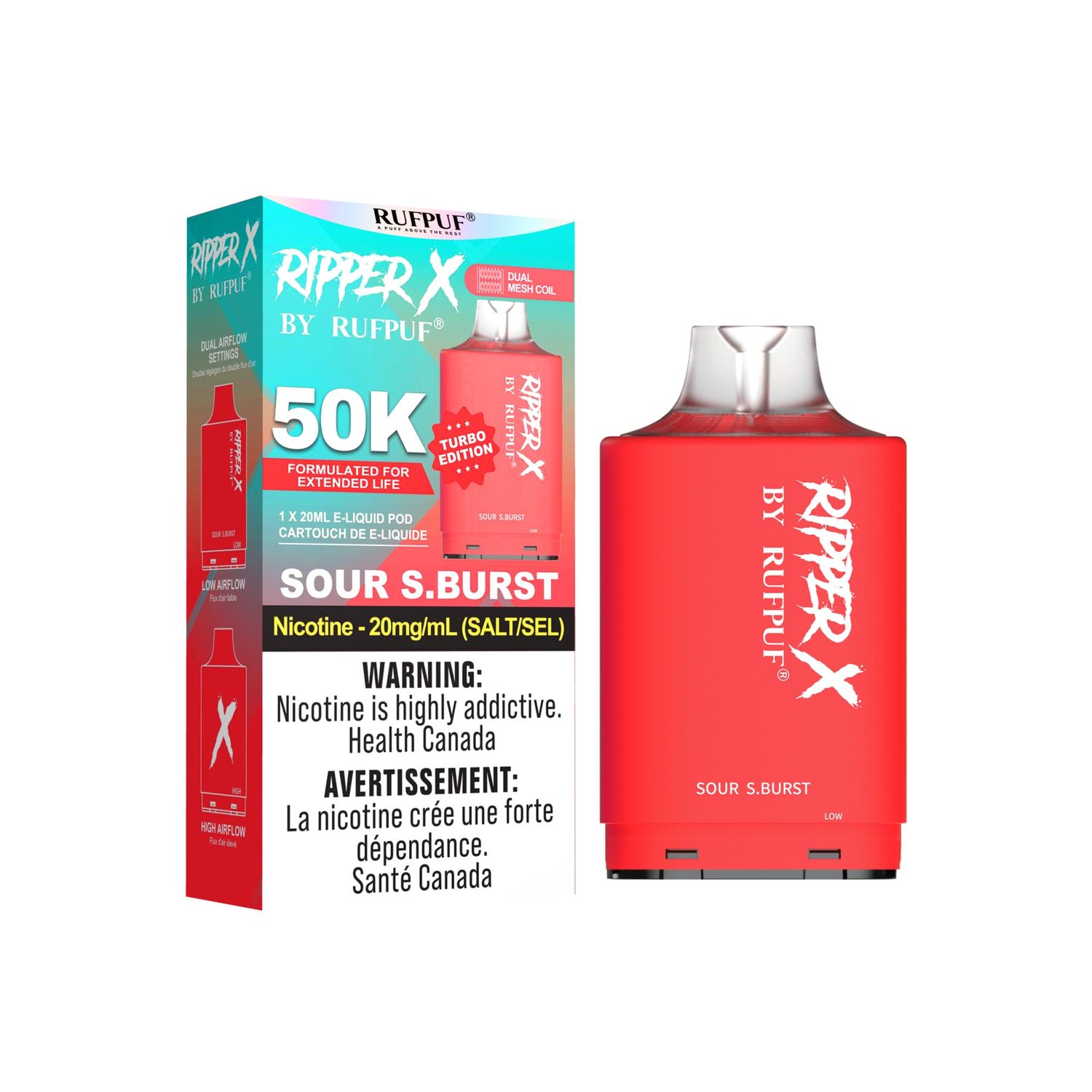 Sour S.Burst Ripper X 50K Pod, Nicotine: 20mg