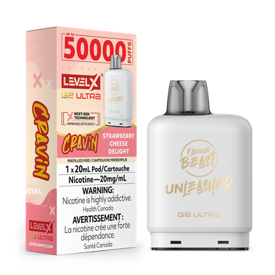 Cravin&#39; Strawberry Cheese Delight Flavour Beast Unleashed Level X G2 Ultra Pod