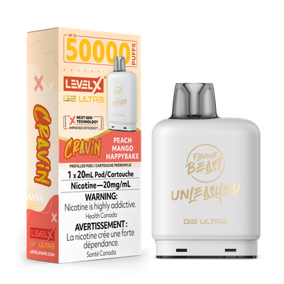Cravin&#39; Peach Mango Happybake Flavour Beast Unleashed Level X G2 Ultra Pod