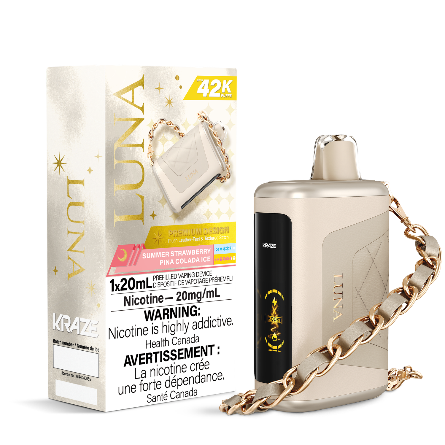 Summer Strawberry Pina Colada Ice - Kraze Luna Disposable, Nicotine: 20mg