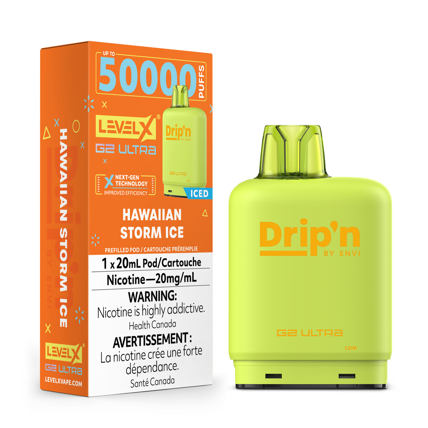 Hawaiian Storm Ice Drip&#39;n Level X G2 Ultra Pod, Nicotine: 20mg