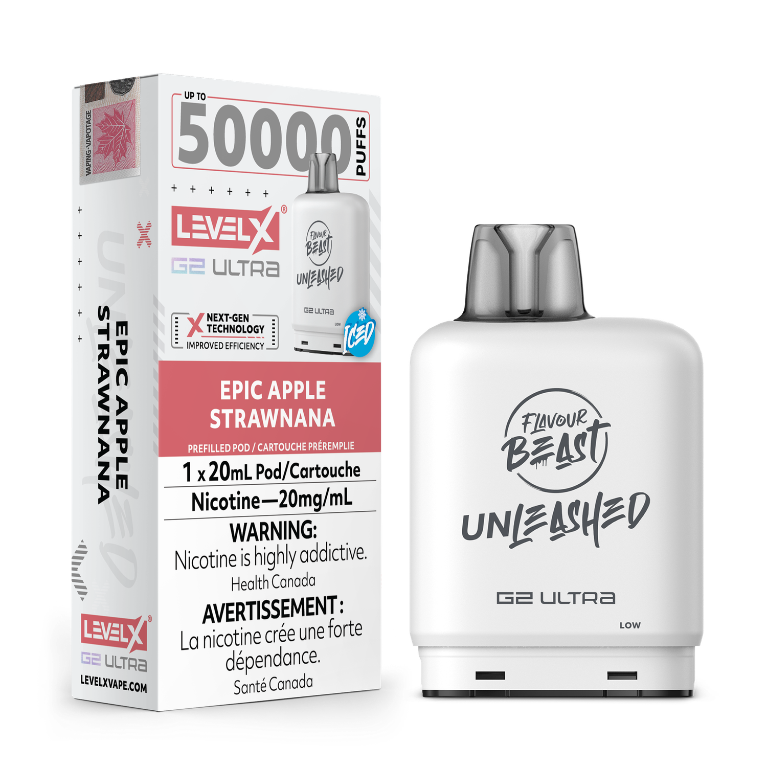 Epic Apple Strawnana Flavour Beast Unleashed Level X G2 Ultra Pod, Nicotine: 20mg
