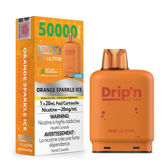 Orange Sparkle Ice Drip&#39;n Level X G2 Ultra Pod, Nicotine: 20mg