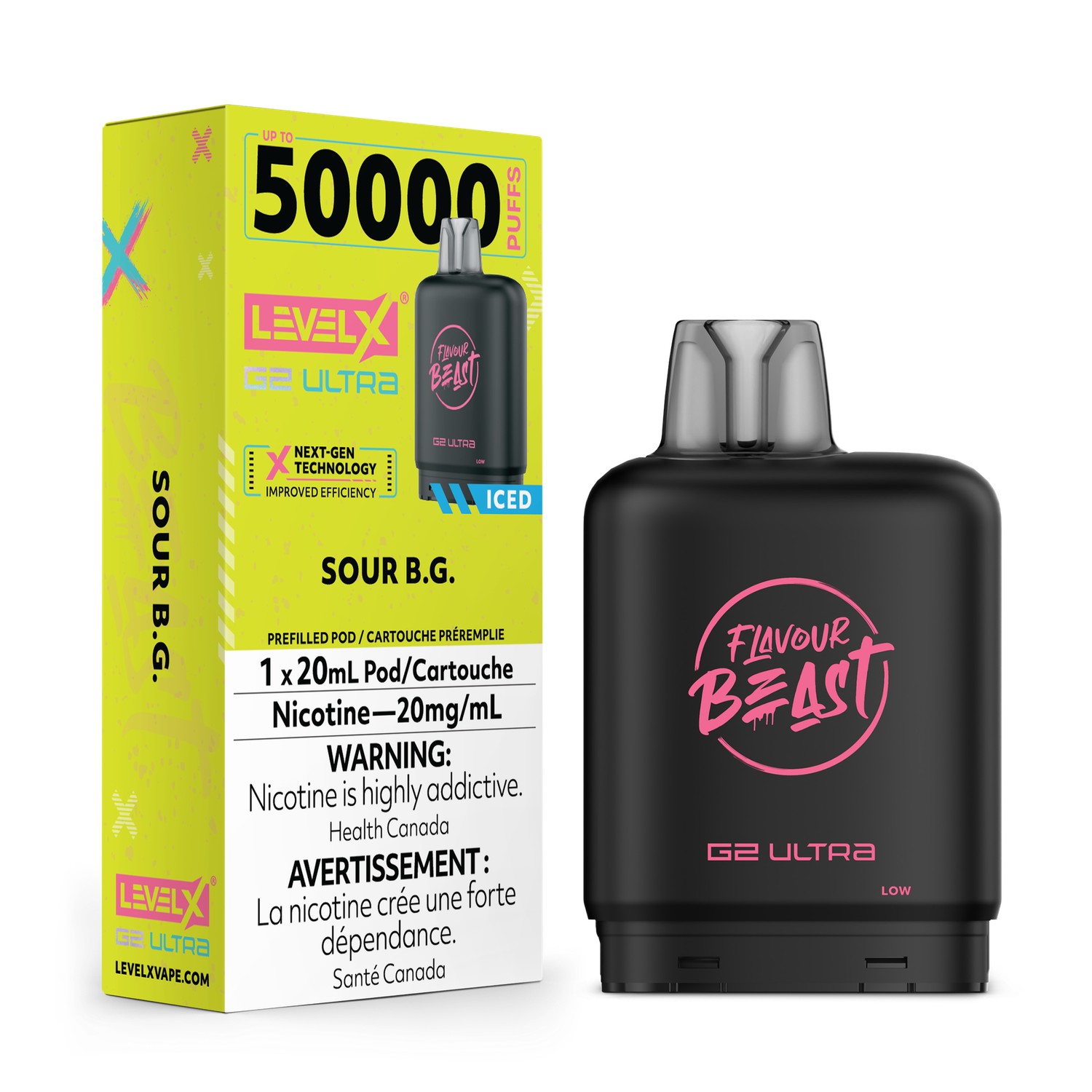 Sour B.G Flavour Beast Level X G2 ultra Pod, Nicotine: 20mg