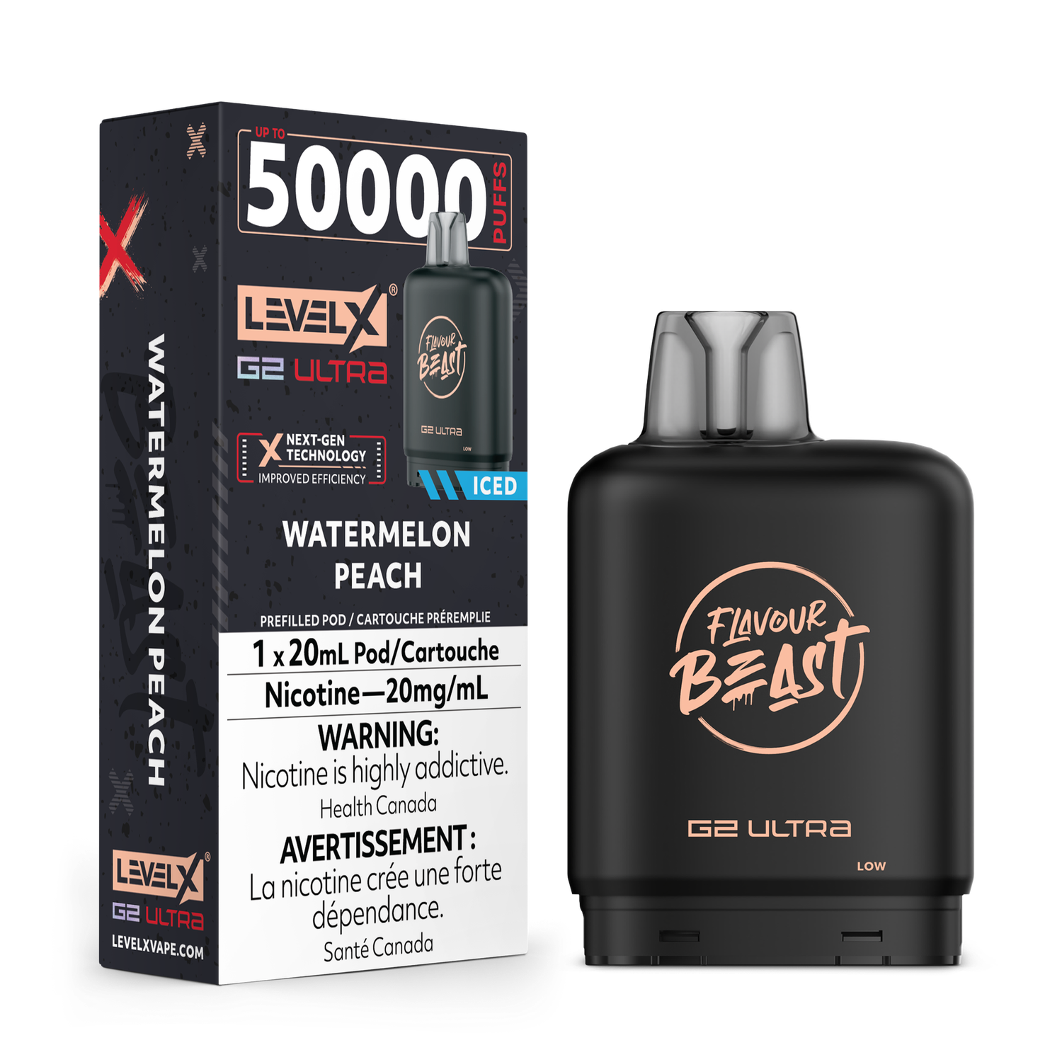 Watermelon Peach Flavour Beast Level X G2 Ultra Pod, Nicotine: 20mg