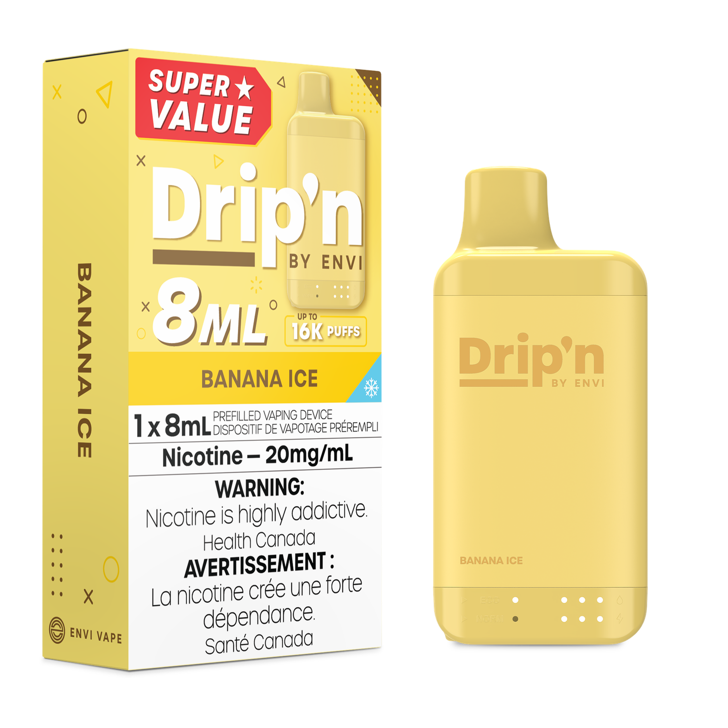 Banana Ice - Drip&#39;n by Envi 8mL Disposable, Nicotine: 20mg