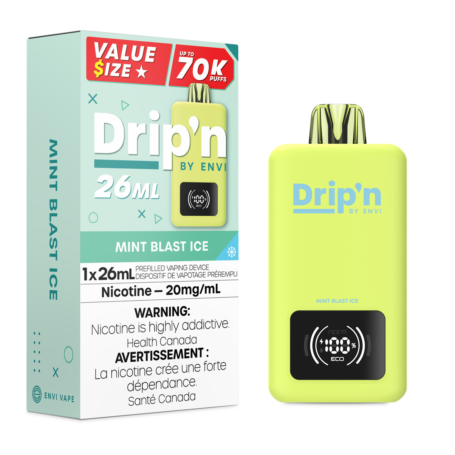 Mint Blast Ice - Drip&#39;n by Envi 26mL Disposable, Nicotine: 20mg