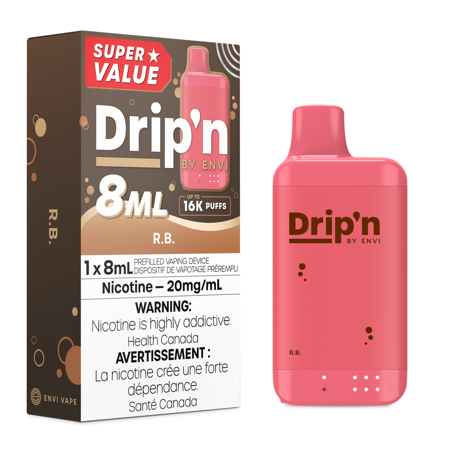 R.B - Drip&#39;n by Envi 8mL Disposable, Nicotine: 20mg