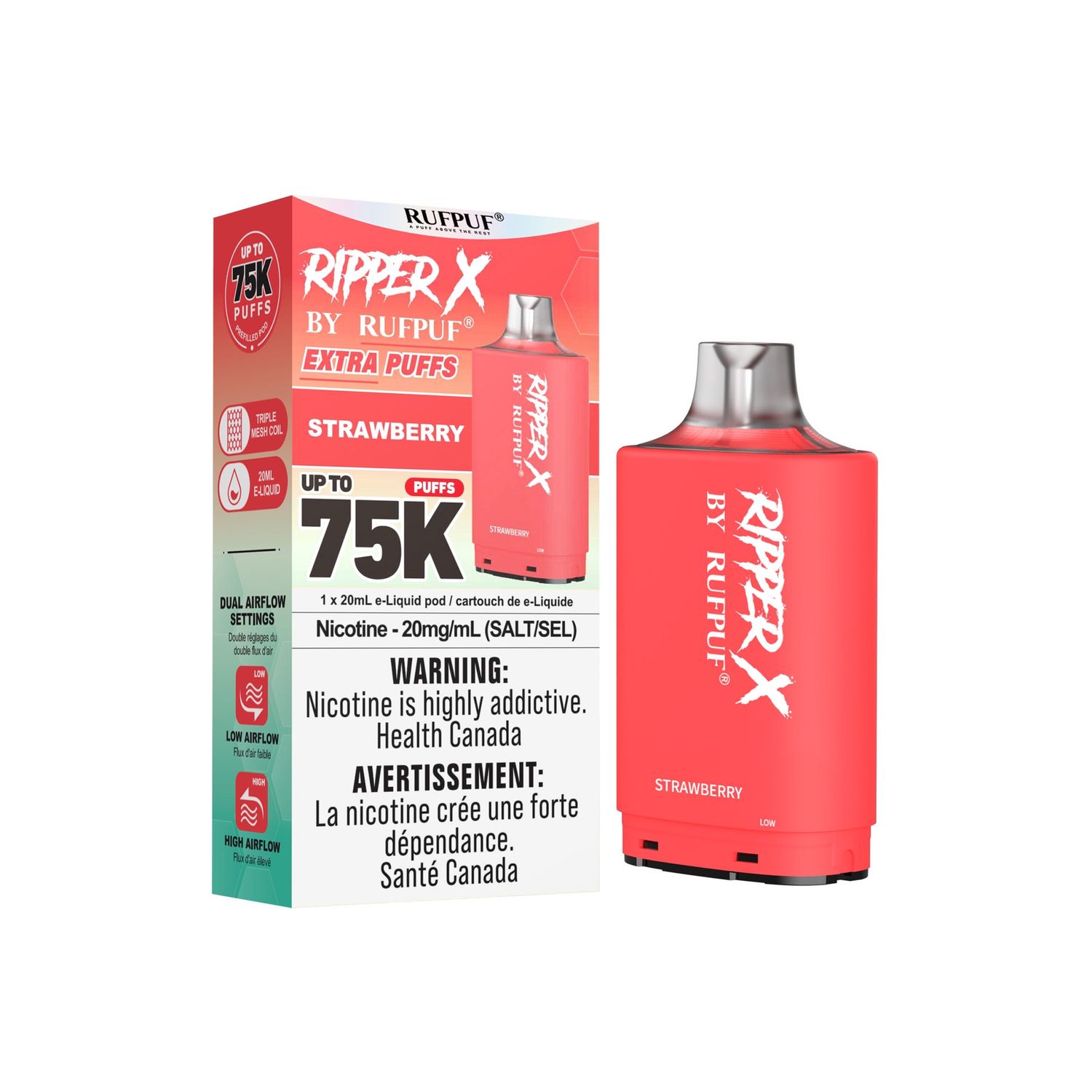 Strawberry Ripper X 75K Pod, Nicotine: 20mg
