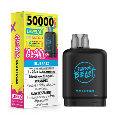 Gushin&#39; Blue Razz Flavour Beast Level X G2 Ultra Pod