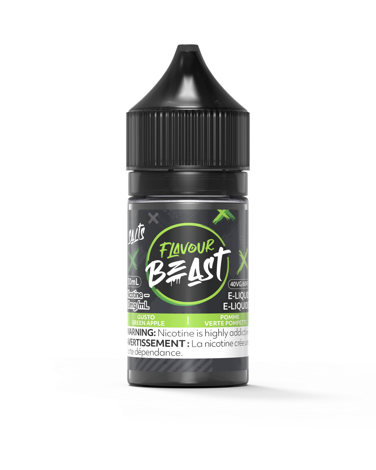 Gusto Green Apple by Flavour Beast Salt, Nicotine: 20mg, Size: 30ml
