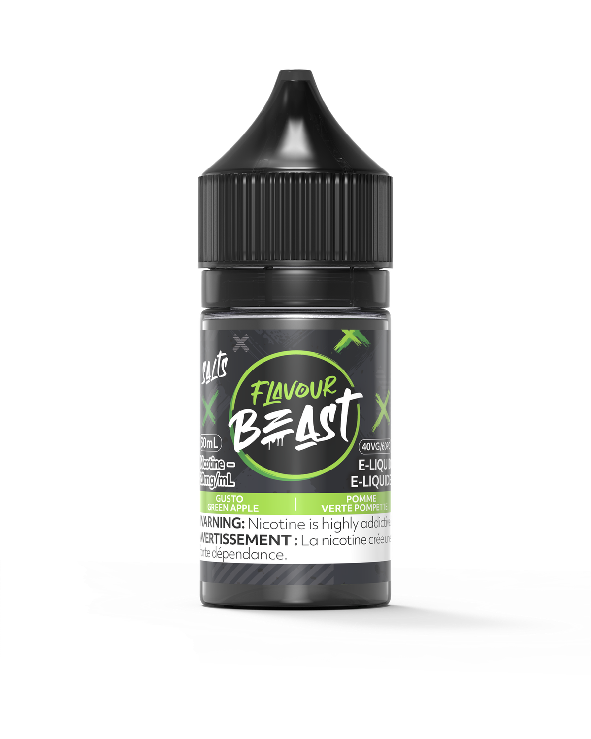 Gusto Green Apple by Flavour Beast Salt, Nicotine: 20mg, Size: 30ml