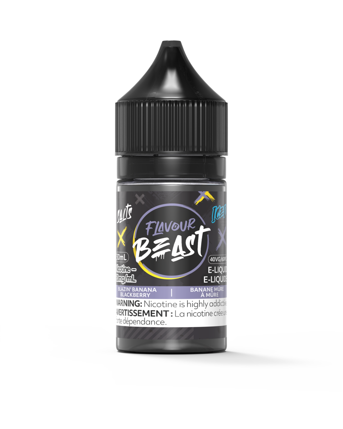 Blazin' Banana Blackberry Iced by Flavour Beast Salt, Nicotine: 20mg, Size: 30ml