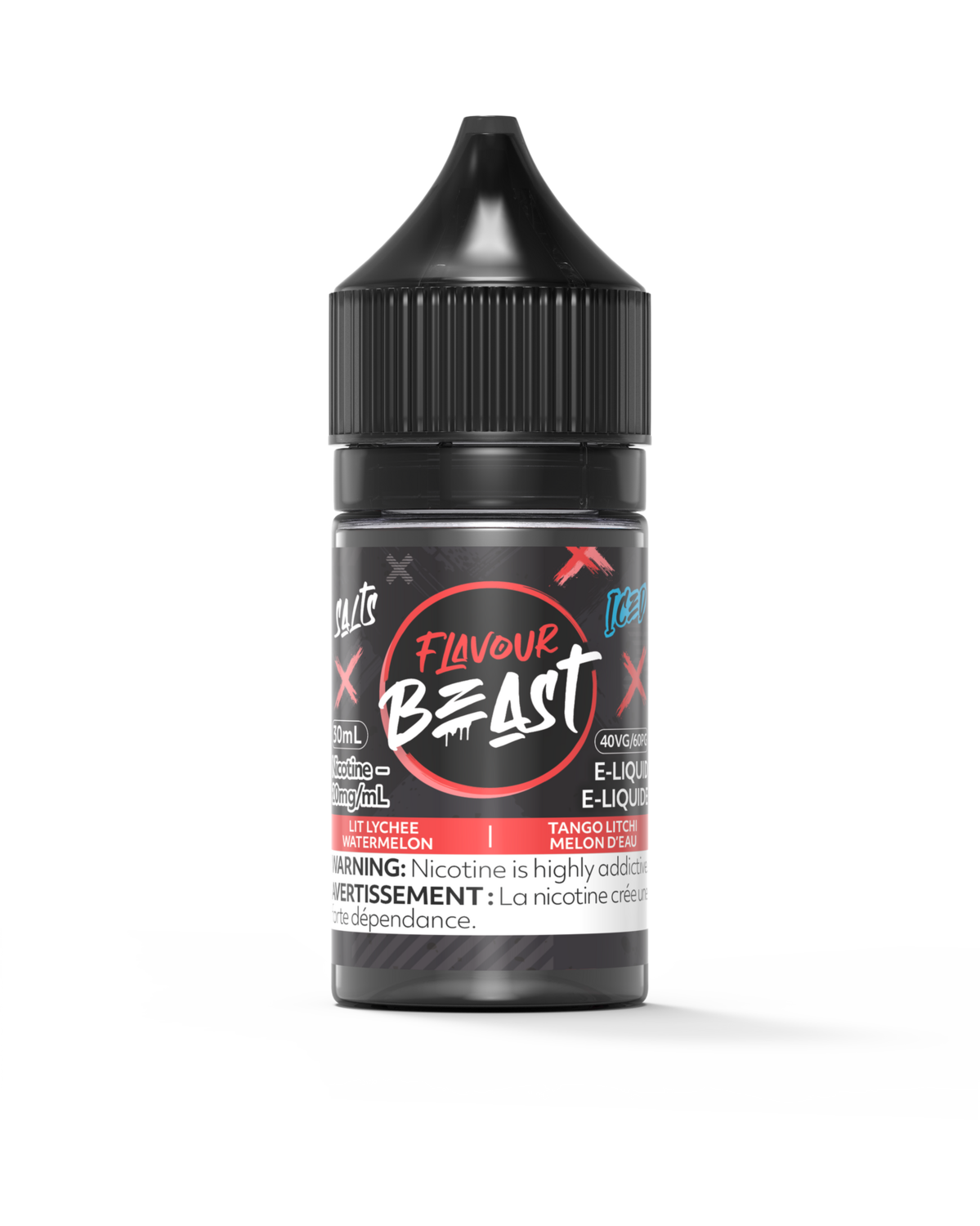 Lit Lychee Watermelon Iced by Flavour Beast Salt, Nicotine: 20mg, Size: 30ml