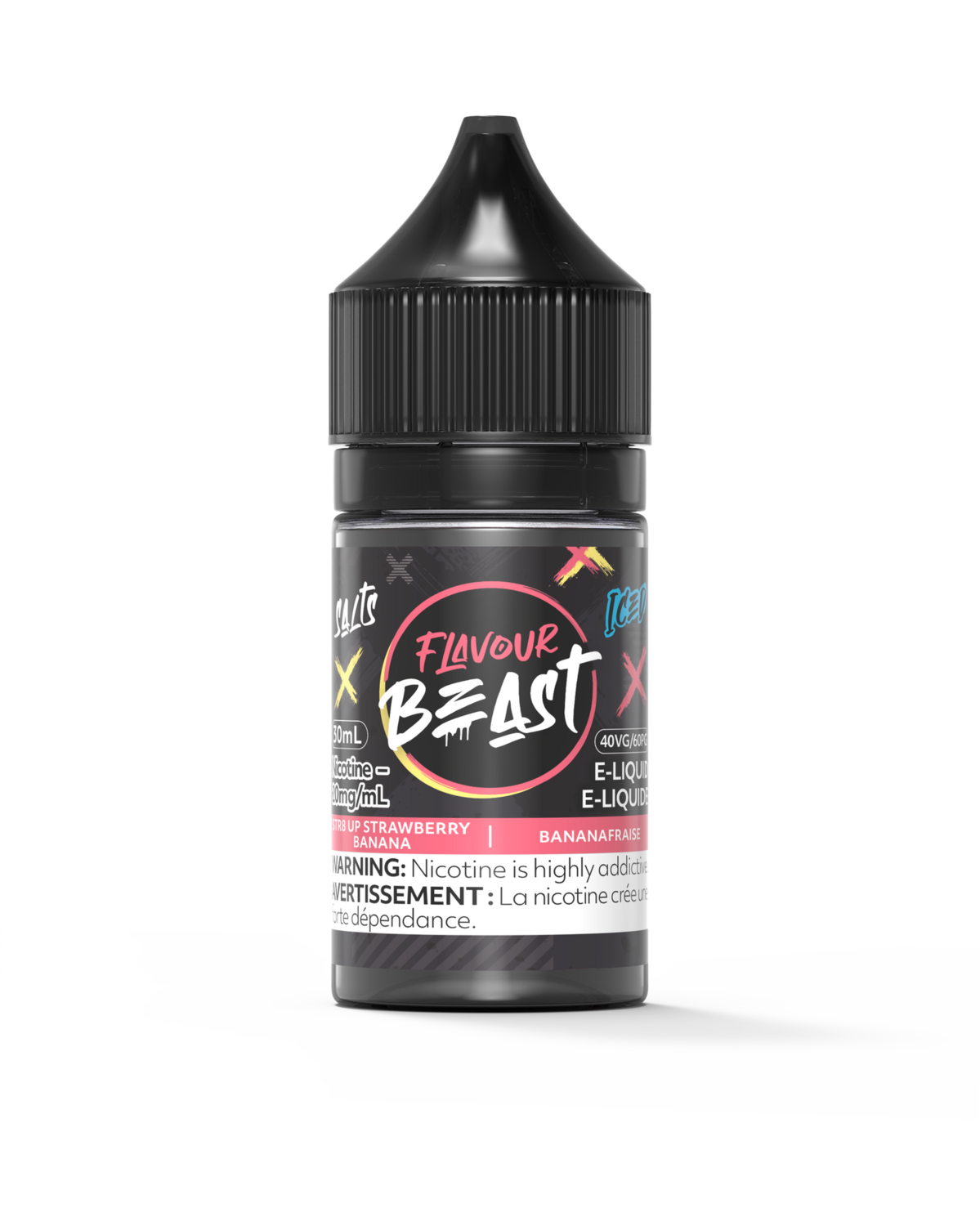 STR8 Up Strawberry Banana Iced by Flavour Beast Salt, Nicotine: 20mg, Size: 30ml