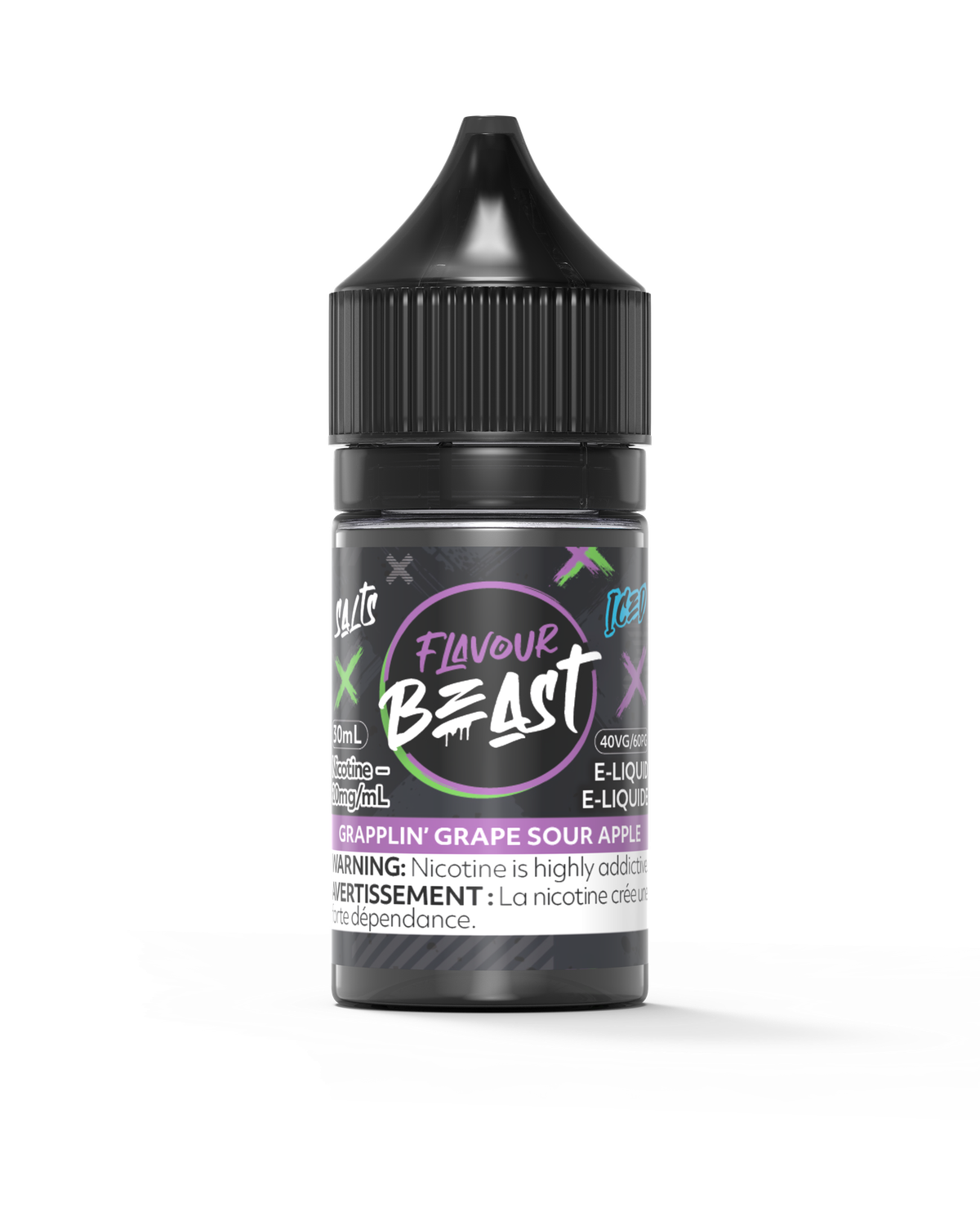 Grapplin' Grape Sour Apple Iced by Flavour Beast Salt, Nicotine: 20mg, Size: 30ml