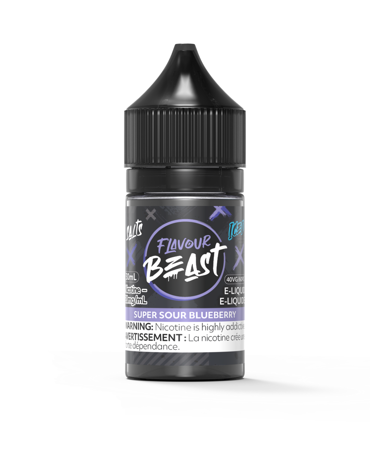 Super Sour Blueberry Iced by Flavour Beast Salt, Nicotine: 20mg, Size: 30ml