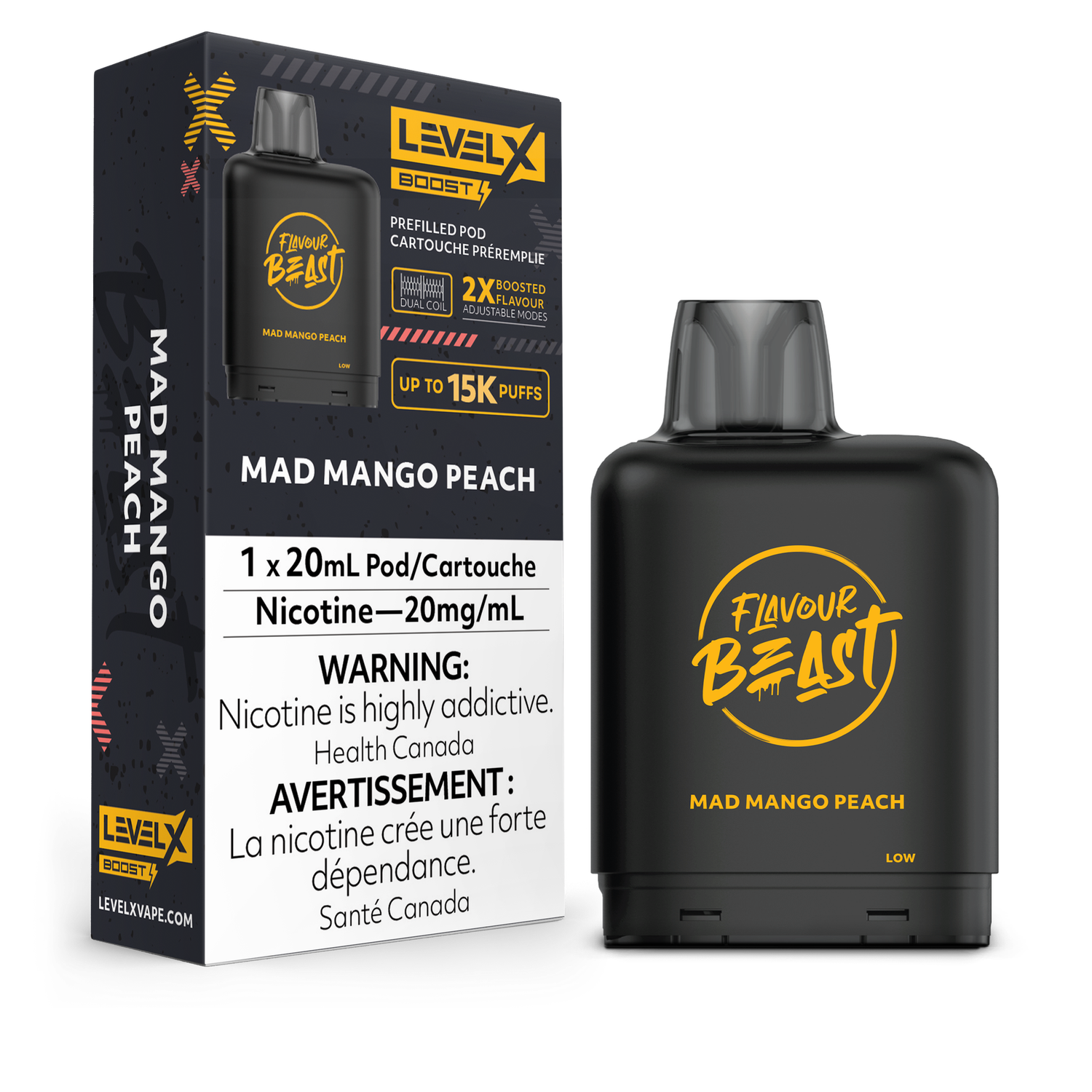 Mad Mango Peach Flavour Beast Level X Boost Pod, Nicotine: 20mg