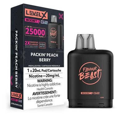 Packin' Peach Berry Flavour Beast Level X Boost Pod